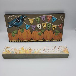 Trick or Treat and I Love Fall Decorative Plaques